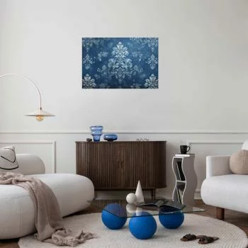 Plakat - Retro ornament w przetartych błękitach - obrazek 2