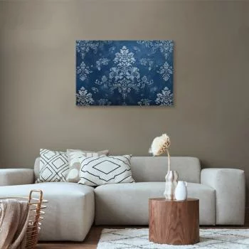 Obraz - Ornament retro dekoracyjny motyw w przetartych błękitach / Retro ornament w przetartych błękitach - obrazek 2