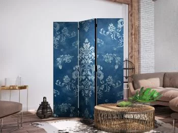Parawan - Ornament retro - dekoracyjny motyw w przetartych błękitach - obrazek 5