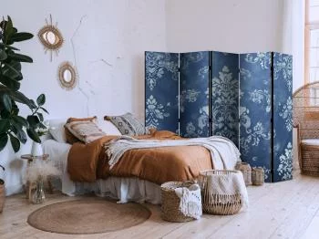 Parawan - Ornament retro - dekoracyjny motyw w przetartych błękitach - obrazek 5