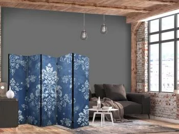 Parawan - Ornament retro - dekoracyjny motyw w przetartych błękitach - obrazek 2