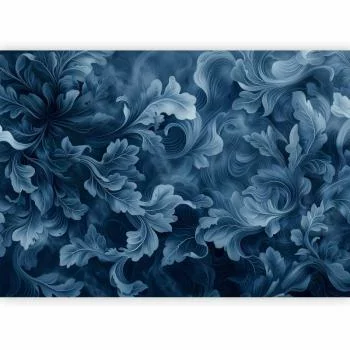 Fototapeta - Ornamenty abstrakcyjne ciemnoniebieskie wiktoriańskie liście / Gęste ciemnoniebieskie abstrakcyjne ornamenty - obrazek 2