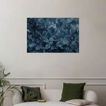 Plakat - Gęste; ciemnoniebieskie abstrakcyjne ornamenty - obrazek 2