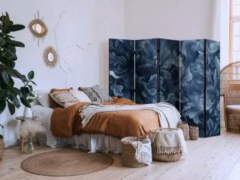 Parawan - Ornamenty abstrakcyjne - ciemnoniebieskie wiktoriańskie liście - obrazek 5
