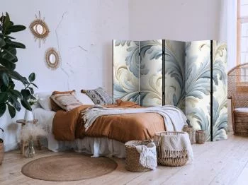 Parawan - Barokowe ornamenty w jasnej kremowo-niebieskiej kolorystyce - obrazek 5