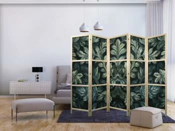 Parawan japoński - Ciemnozielone wiktoriańskie liście - botaniczna rzeźbiona kompozycja - obrazek 2