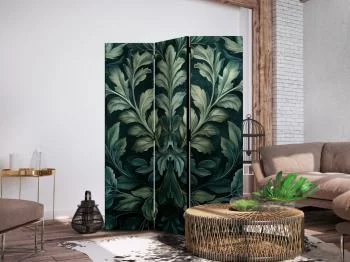 Parawan - Ciemnozielone wiktoriańskie liście - botaniczna rzeźbiona kompozycja - obrazek 5