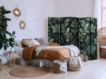 Parawan - Ciemnozielone wiktoriańskie liście - botaniczna rzeźbiona kompozycja - obrazek 5