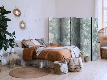 Parawan - Ornamenty w przetartych zgaszonych turkusach - delikatny wzór roślinny - obrazek 5