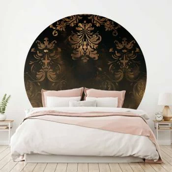 Fototapeta okrągła - Ciemne barokowe wzory ze złotymi akcentami - obrazek 5