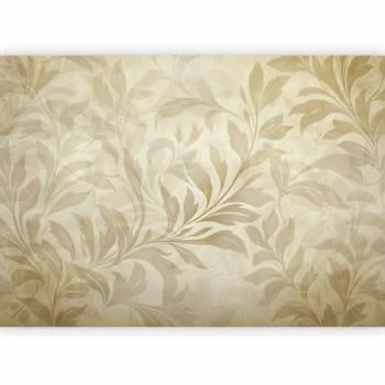 Fototapeta - Botaniczny motyw z listkami i pnączami w kolorach piaskowych - obrazek 2