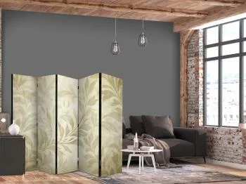 Parawan - Botaniczny motyw z listkami i pnączami w kolorach piaskowych - obrazek 2