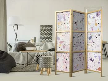 Parawan japoński - Lastriko w stylu confetti - fioletowo-różowy - kolorowy wzór / Lastriko i confetti - kolorowy wzór w fioletach i różu - obrazek 2