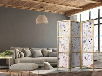 Parawan japoński - Lastriko w stylu confetti - fioletowo-różowy - kolorowy wzór / Lastriko i confetti - kolorowy wzór w fioletach i różu - obrazek 5