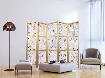 Parawan japoński - Lastriko w stylu confetti - fioletowo-różowy - kolorowy wzór / Lastriko i confetti - kolorowy wzór w fioletach i różu - obrazek 5