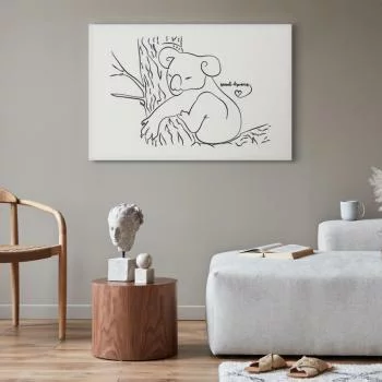 Obraz - Cichy urok natury (1-częściowy) - śpiący koala w czarno-białym tle - obrazek 5