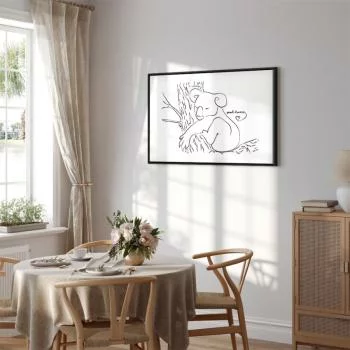 Obraz - Cichy urok natury (1-częściowy) - śpiący koala w czarno-białym tle - obrazek 7