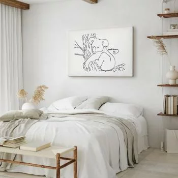 Obraz - Cichy urok natury (1-częściowy) - śpiący koala w czarno-białym tle - obrazek 6