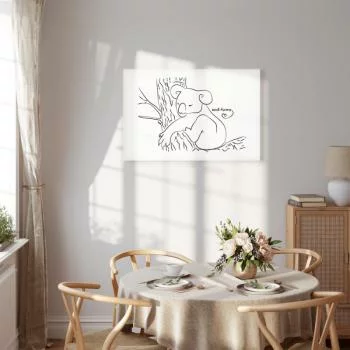 Obraz - Cichy urok natury (1-częściowy) - śpiący koala w czarno-białym tle - obrazek 7