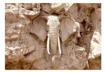 Fototapeta wodoodporna - Rzeźba słonia z Afryki - zwierzęcy motyw rzeźby w jasnym kamieniu - obrazek 2