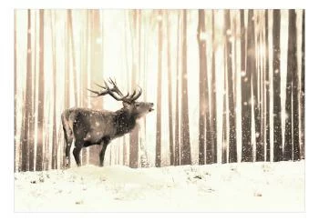 Fototapeta wodoodporna - Jeleń na śniegu (sepia) - obrazek 2