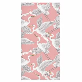 Tapeta - Pastelowe ptaki - delikatny wzór w biało-szare czaple na jasno-różowym tle - obrazek 2