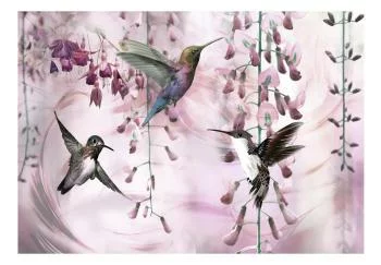 Fototapeta wodoodporna - Latające kolibry (różowy) - obrazek 2