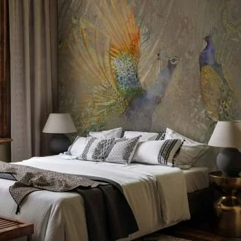 Fototapeta - Pawie w tańcu - motyw ptaków wśród abstrakcyjnego deseniu w ornamenty - obrazek 5