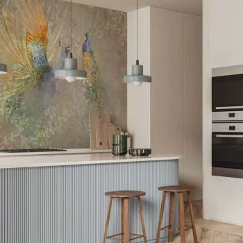 Fototapeta - Pawie w tańcu - motyw ptaków wśród abstrakcyjnego deseniu w ornamenty - obrazek 5