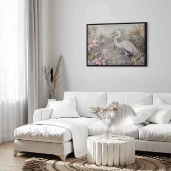 Obraz - Czapla brodząca w stawie - ilustracja w jasnej kolorystyce - obrazek 5