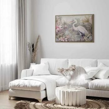 Obraz - Czapla brodząca w stawie - ilustracja w jasnej kolorystyce - obrazek 5