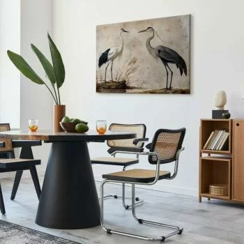 Obraz - Ptaki ze starej ryciny - ilustracja w stylu vintage, przedstawiająca czaplę i żurawia - obrazek 2