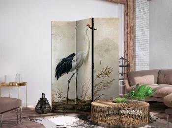 Parawan - Ptaki ze starej ryciny - ilustracja w stylu vintage, przedstawiająca czaplę i żurawia - obrazek 2