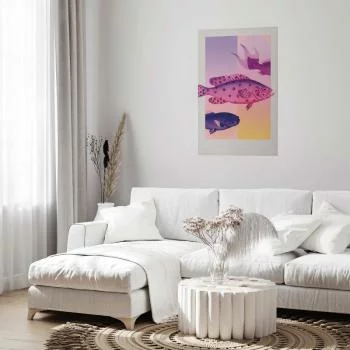 Plakat - Fantazyjne Ryby - artystyczna ilustracja ryb na kolorowym tle - obrazek 2