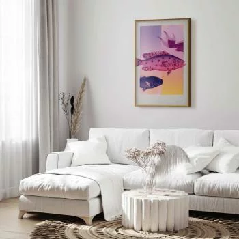 Plakat - Fantazyjne Ryby - artystyczna ilustracja ryb na kolorowym tle - obrazek 2
