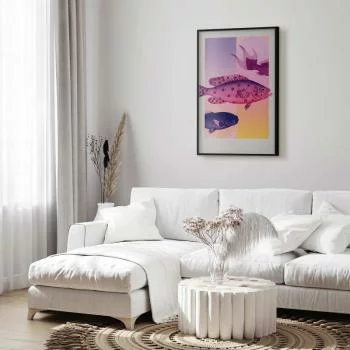 Plakat - Fantazyjne Ryby - artystyczna ilustracja ryb na kolorowym tle - obrazek 2