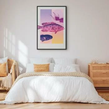 Obraz - Ryby w Pastelach - stylizowane ryby na tle gradientowych kształtów / Fantazyjne Ryby - artystycza ilustracja ryb na kolorowym tle - obrazek 5