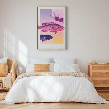 Obraz - Ryby w Pastelach - stylizowane ryby na tle gradientowych kształtów / Fantazyjne Ryby - artystycza ilustracja ryb na kolorowym tle - obrazek 5