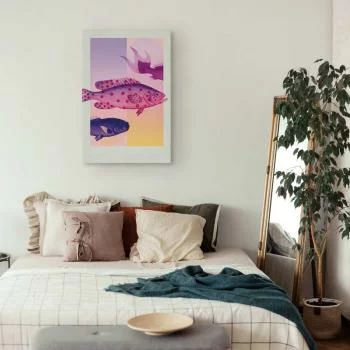 Obraz - Ryby w Pastelach - stylizowane ryby na tle gradientowych kształtów - obrazek 6