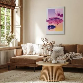 Obraz - Ryby w Pastelach - stylizowane ryby na tle gradientowych kształtów - obrazek 5