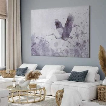 Obraz XXL - Majestatyczny lot - żuraw w locie w monochromatycznej, chłodnej kolorystyce - obrazek 5