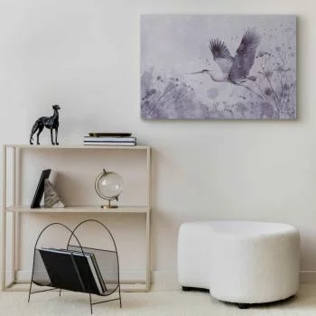 Obraz - Majestatyczny lot - żuraw w locie w monochromatycznej, chłodnej kolorystyce - obrazek 5