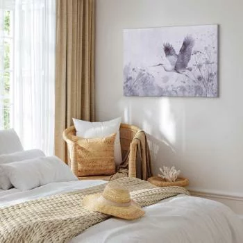 Obraz - Majestatyczny lot - żuraw w locie w monochromatycznej, chłodnej kolorystyce - obrazek 6