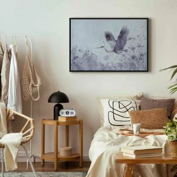 Obraz - Majestatyczny lot - żuraw w locie w monochromatycznej, chłodnej kolorystyce - obrazek 6