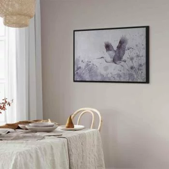 Obraz - Majestatyczny lot - żuraw w locie w monochromatycznej, chłodnej kolorystyce - obrazek 7