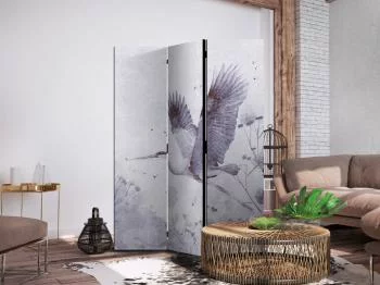 Parawan - Majestatyczny lot - żuraw w locie w monochromatycznej, chłodnej kolorystyce - obrazek 2