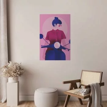 Plakat - Kobieta na skuterze - obrazek 2