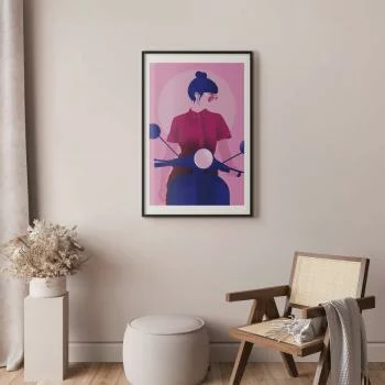 Plakat - Kobieta na skuterze - obrazek 2