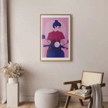 Plakat - Kobieta na skuterze - obrazek 2