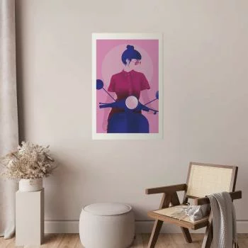 Plakat - Kobieta na skuterze - obrazek 2